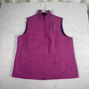 Allison Daly Quilted Vest Womens Purple Full Zip Mock Neck Outdoor Size 22W